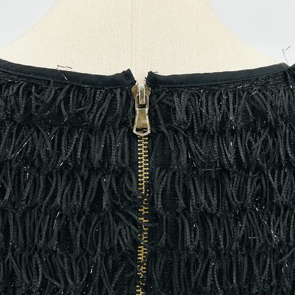 Betsey Johnson Black Sparkle Fringe Sleeveless Cocktail Mini Dress - Picture 5 of 7